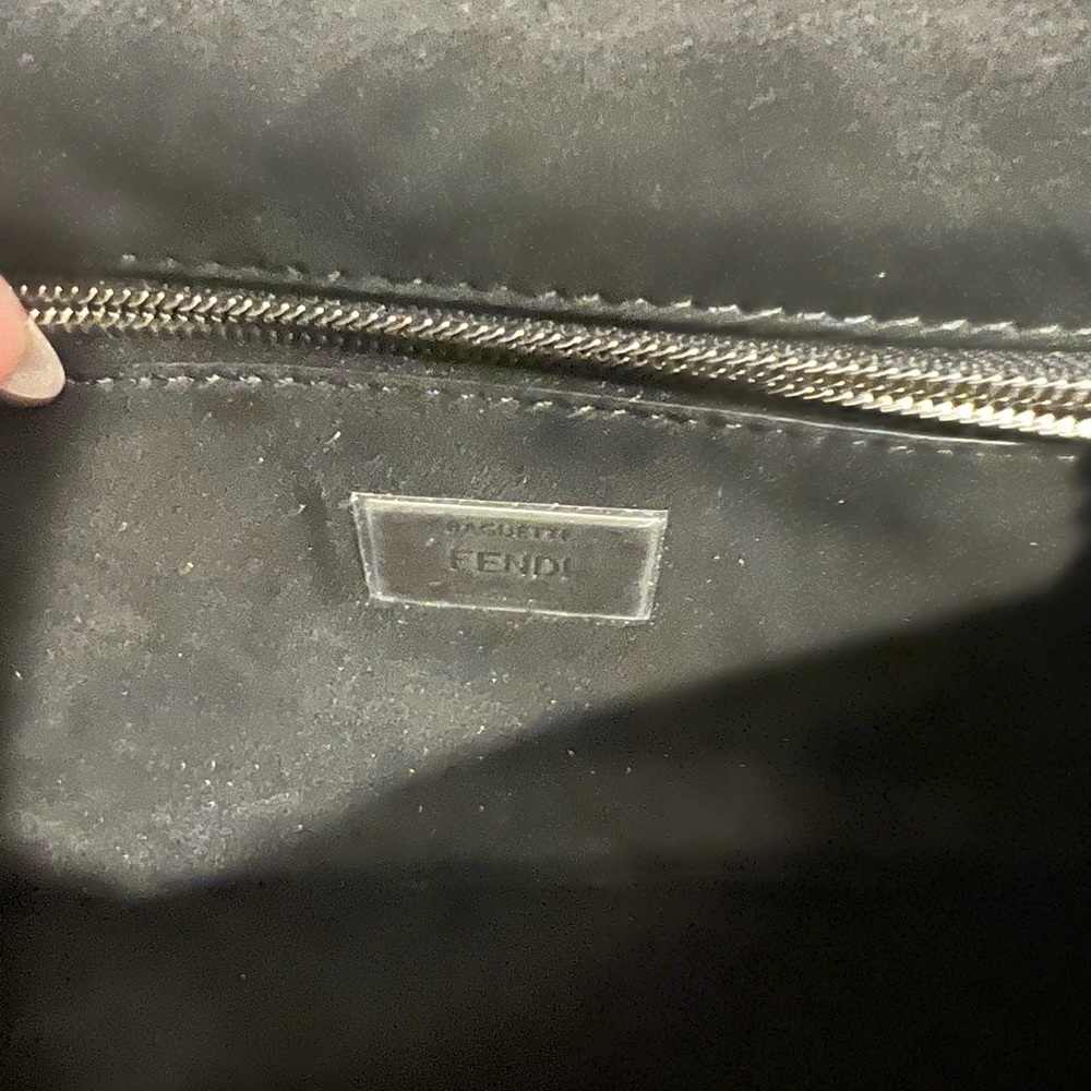 NEW Fendi Baguette Chain Midi Dark blue black FF tapestry bag silver hardware - Picture 6 of 15